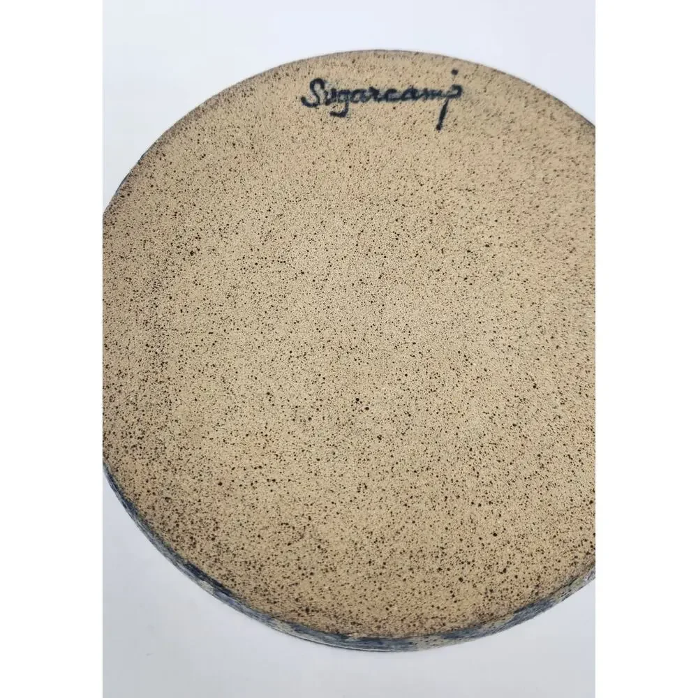 Cat Dish | Spongeware Blue Speckled Stoneware - Sugarcamp Pottery Signed